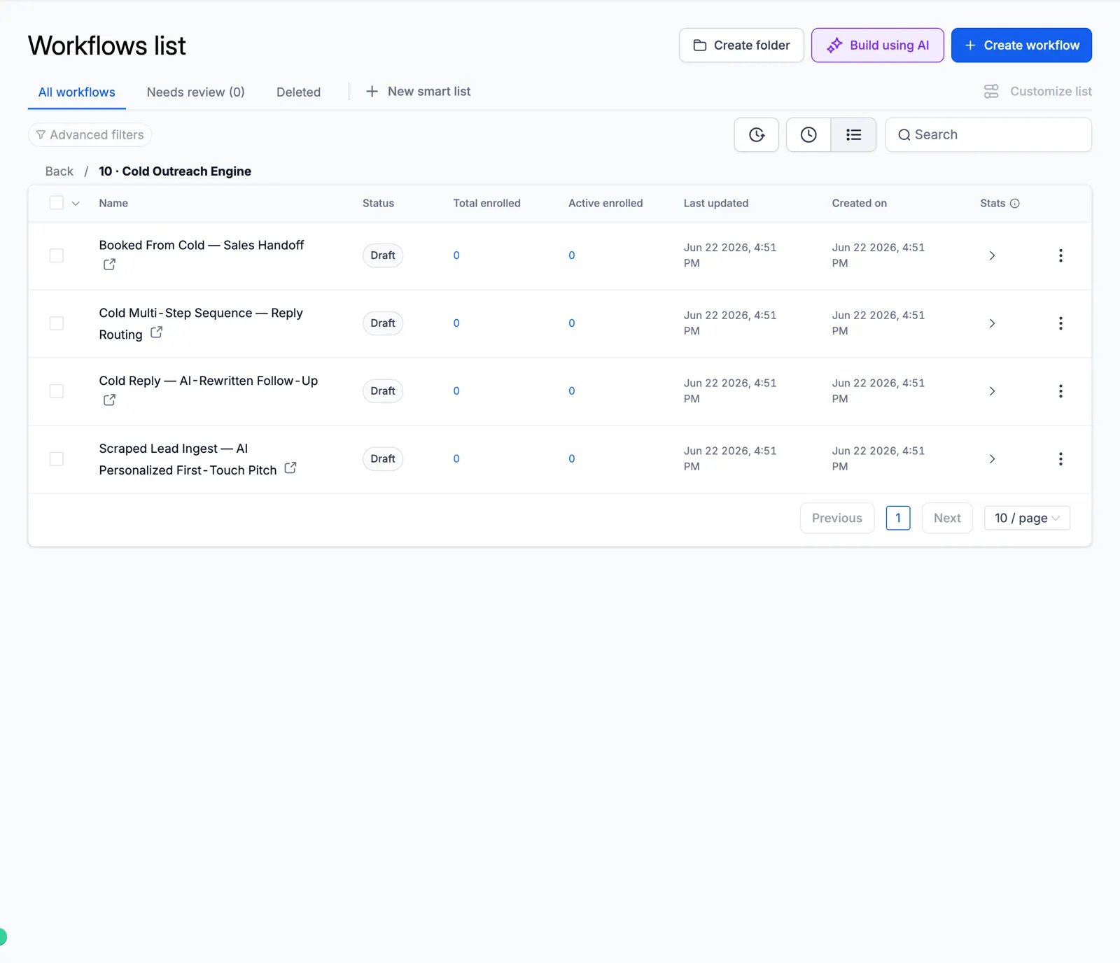 Screenshot of the Cold Outreach Engine folder