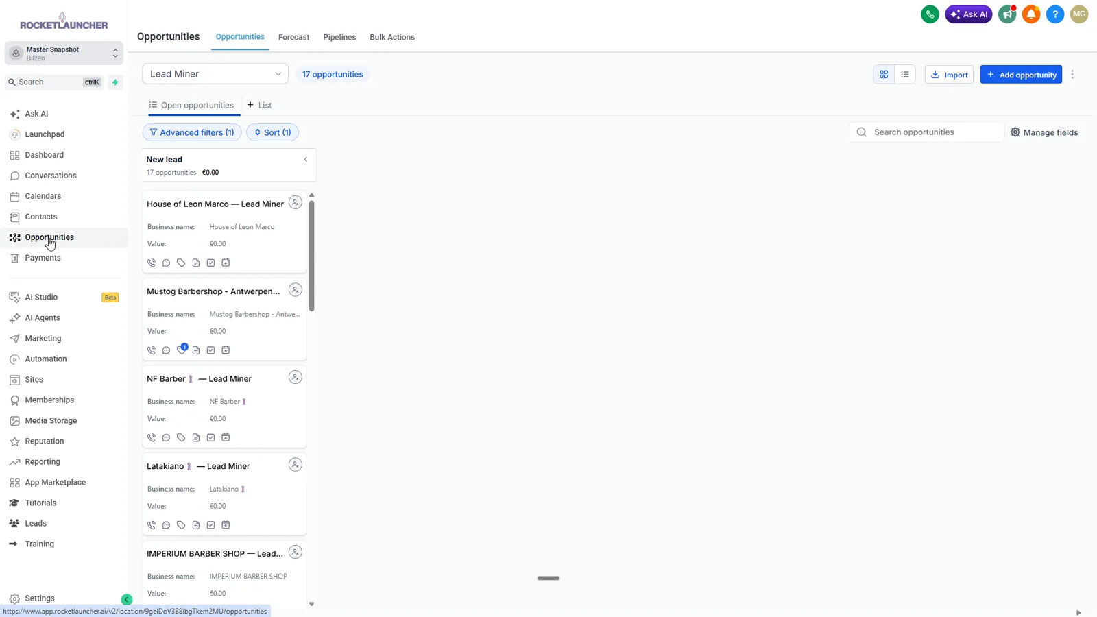 Google Maps leads syncing into GoHighLevel as contacts in the pipeline